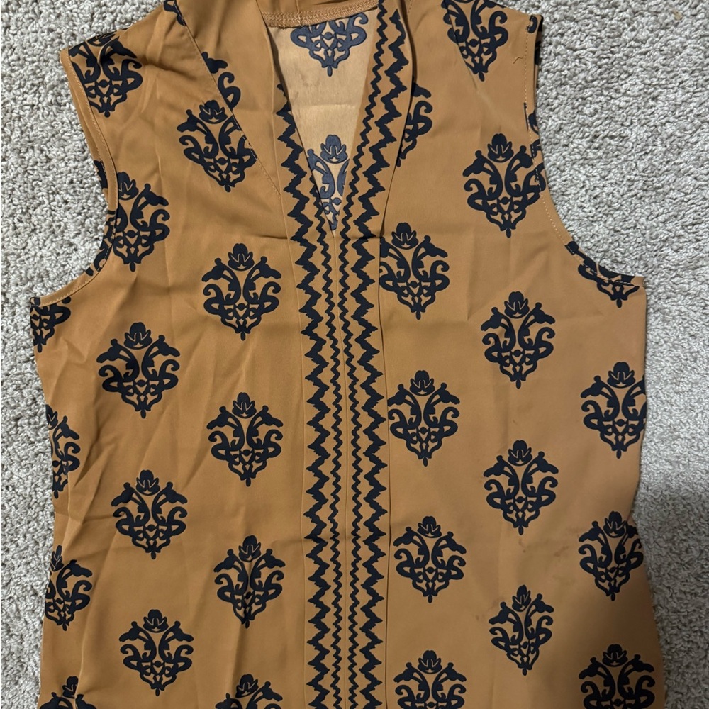Amazon Brand Elegant Brown and Black Sleeveless Top Size Large